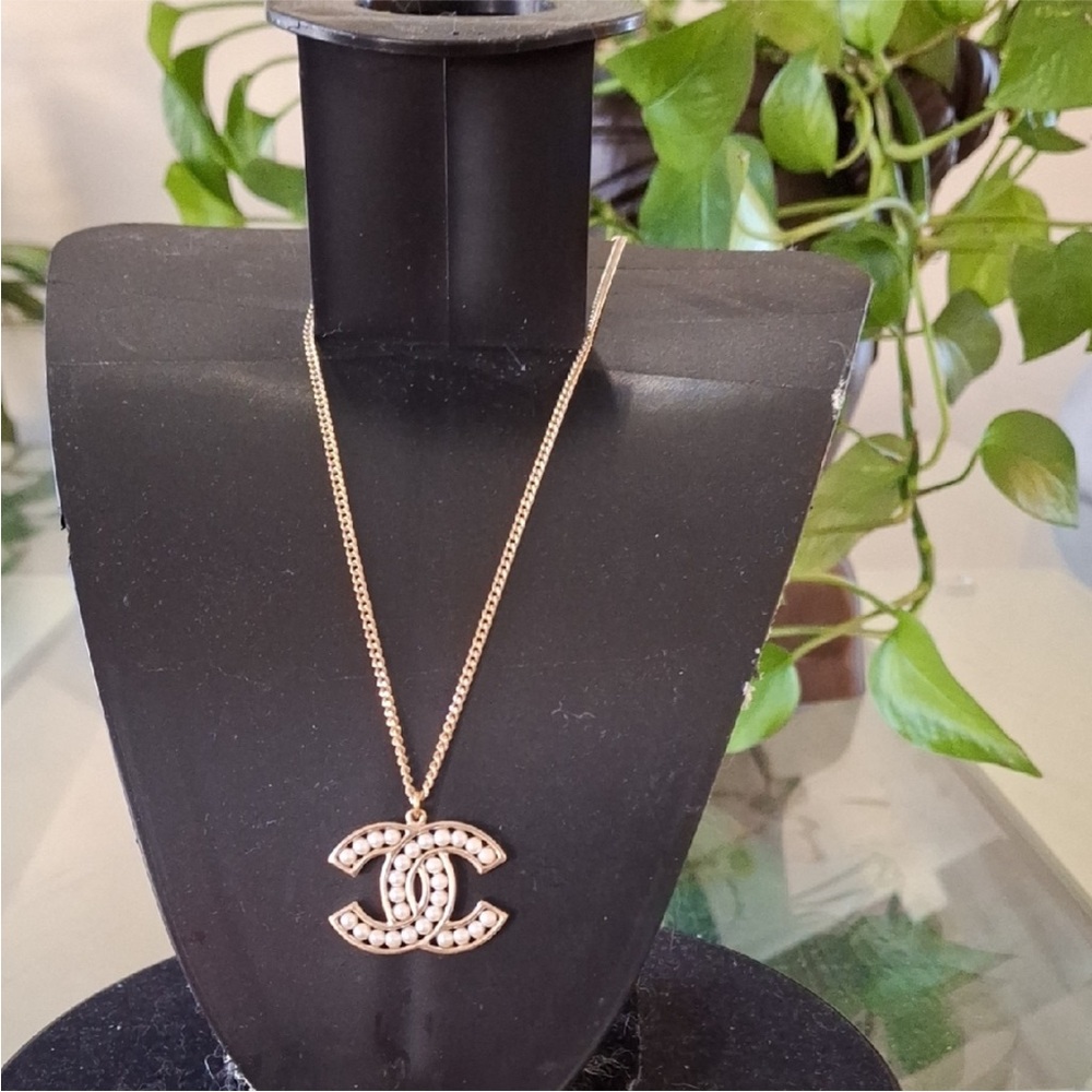 Chanel Gold and White Pearl Necklace